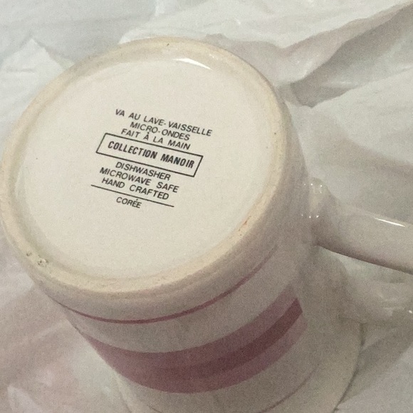 6 vintage Coree Collection Manoir colour striped tumbler mugs with handles - Picture 3 of 4